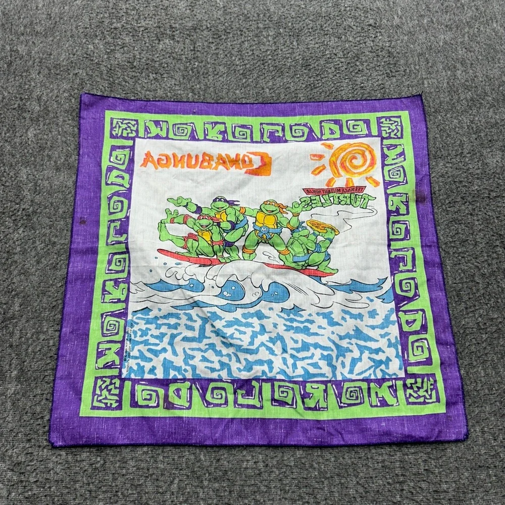 1990 Teenage Mutant Ninja Turtles Surfing Cowabunga Bandanna Handkerchief